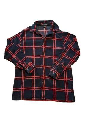 Hot Topic Red Grid Fleece Shirt Jacket Size M